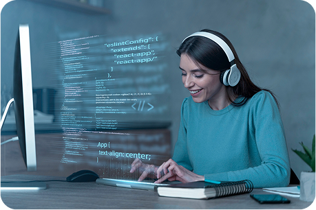A developer working on a computer