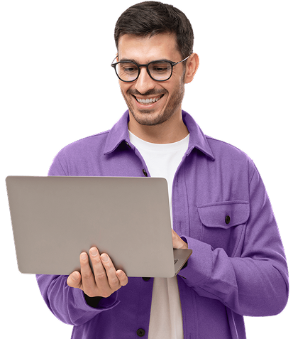 Man using a laptop for cognitive testing