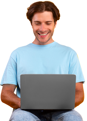 Man on a laptop with video calls
