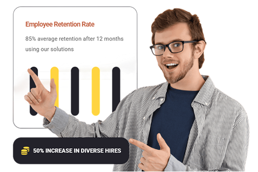 Man pointing to a graph showing employee retention